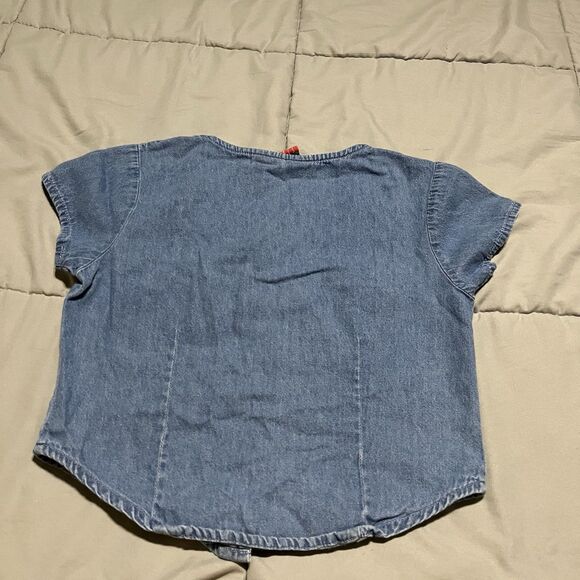Vintage Disney Mickeys For Kids Embroidered Shirt Chambray Top Girls Medium 8/10 - Picture 7 of 11